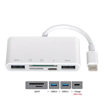 

Chenyang SD TF & Dual USB 2.0 Female HUB & 5V PD to USB-C Type-C Power Adapter for Cell Phone Tablet
