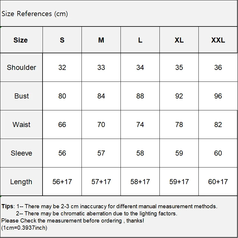 9863 长袖 尺寸表