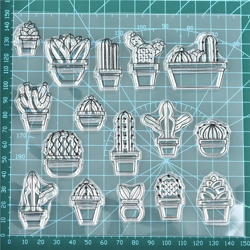 Stamps 10 Naifumodo кактус прозрачные штампы суккулентные растения скрапбук Бумага Ремесло Скрапбукинг Прозрачный Очистить резиновый штамп подарки ручной работы - Цвет: Stamps 10