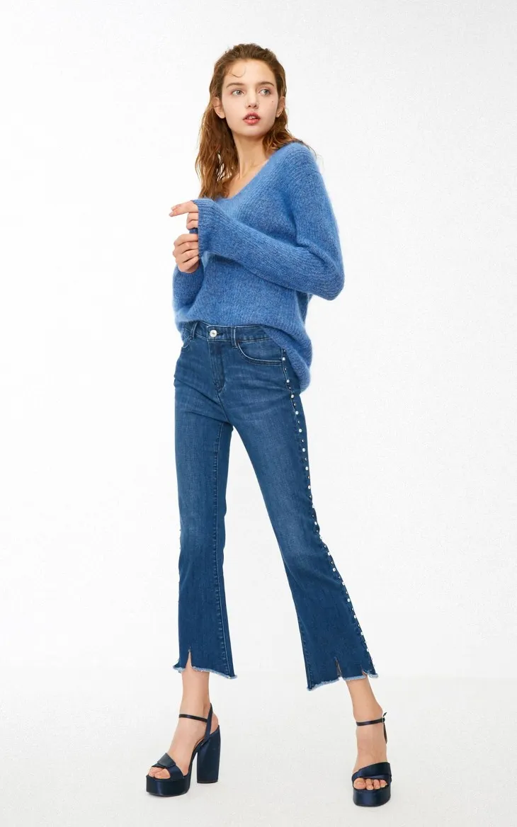 Vero Moda женский шерстяной мохер свободный свитер чистый вязаный Топ | 318413598