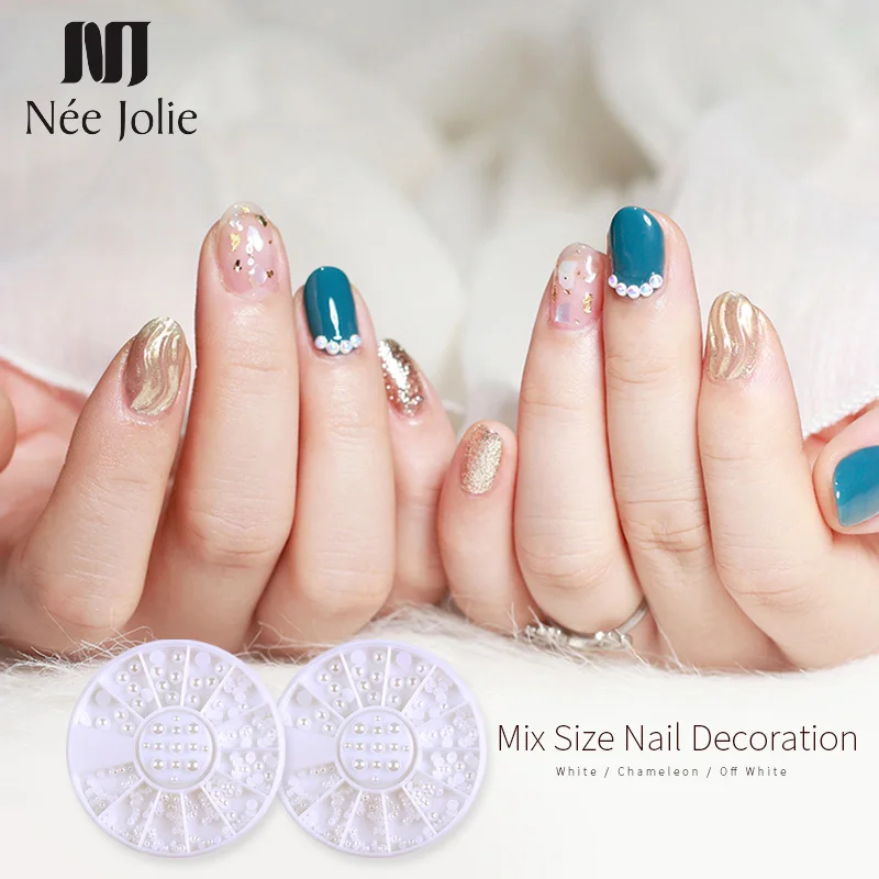 

1 Box 3D Nail Decoration Set Mixed Patterns Nail Art Rhinestones Pink White Pearl Colorful Heart Irregular Nail Art Rhinestone