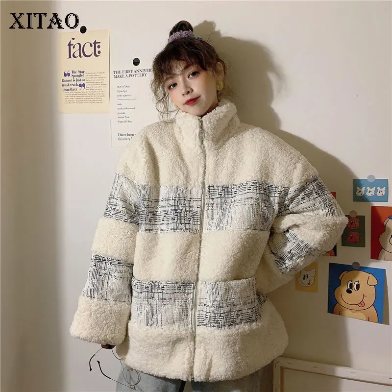 XITAO Женская Модная парка, зимняя, размера плюс, элегантная, маленькая, длинный рукав, широкая талия, пэтчворк, миноритарная, Повседневная парка DMY1248