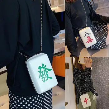 

China Mahjong Printing Shoulder Bags Women Crossbody Bag Cute For Girls Bag LeatherMessenger Designer Wild Pu Chains Nation L1T1