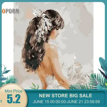 

OPDBN Tainted Frame DIY Painting By Numbers Character Picture By Numbers For Adults Modern Wall Art Decors Handpainted Diy Gift