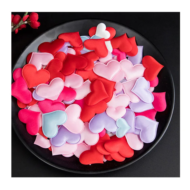 Bed Confetti Decorations #11 Table 100 Small Satiny Fabric Hearts 7/8" 22mm 