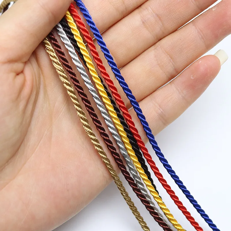 10 Meters 3mm Satin Polyester Cords Three strands of Rope Silk thread Rope Diy Jewelry Findings Handbag Gift Box Accessories