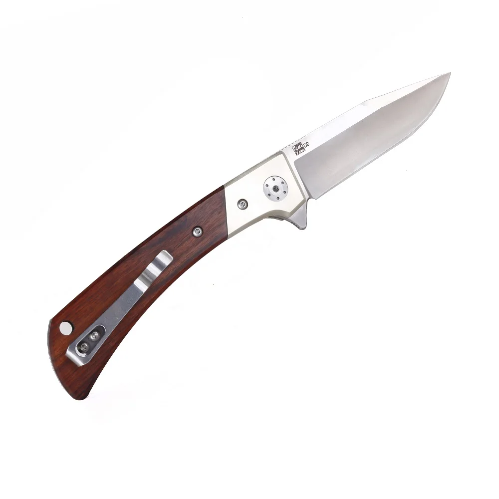 Фирменный нож jonnyjamie BJ110 складной охотничий карманный нож EDC инструменты D2 стальное лезвие с латунной и деревянной ручкой для кемпинга Тактический