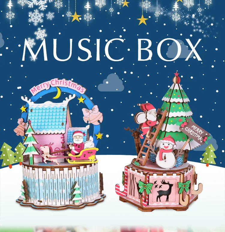 CUTEBEE Diy музыкальная шкатулка Кукольный дом Миниатюрный Кукольный домик с деревянная мебель для дома игрушки для детей Рождественский подарок MUB03
