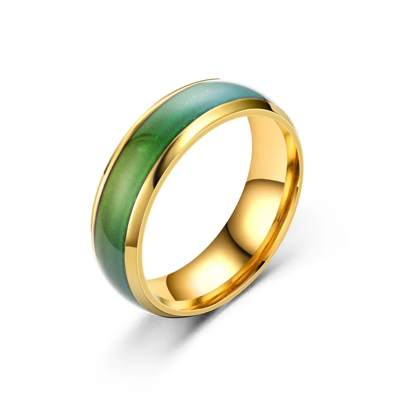 Stainless Steel Ring for Men Women Changing Color Mood Ring Temperature Sensitive Glazed Seven-Color Ring Couple Jewelry 4