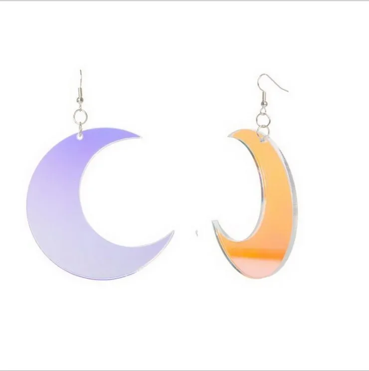 

Exaggerated Cool Punk Big Half Moon Acrylic Drop Earrings for Female Fashion Transparent Moon Shape Dangle Earrings Jewerly 2019