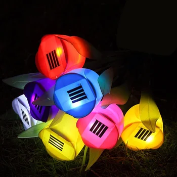 

6x LED Solar Light Outdoor Garden Yard Landscape Tulip Flower Lawn Decor Lamp Automatically Recharging Fence Landscape
