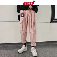 Уличная одежда с лентами, брюки-карго, мужские комбинезоны с карманами в стиле хип-хоп, шаровары, широкие штаны для бега, прямые спортивные штаны 5XL