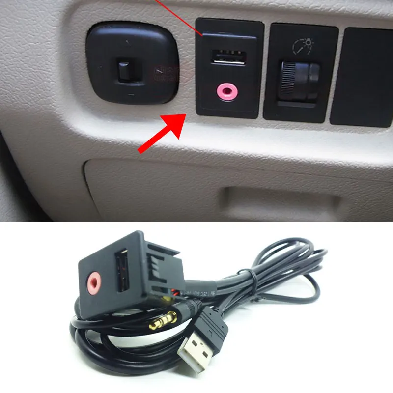AUX+ USB переключатель гнездо универсальная приборная панель USB удлинитель автомобильный аудио модификация прочный AUX переключатель гнездо