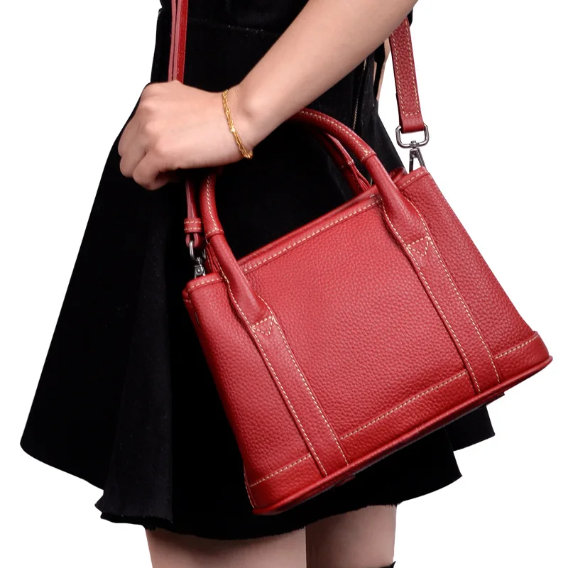 

Genuine Leather Small Bag New Style First Layer WOMEN'S Cow Leather Bag Korean-style Versatile Hand Shoulder WOMEN'S Cross-body