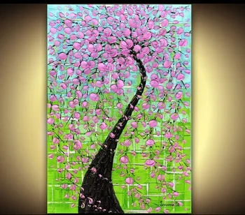 

100% Handpainted Tree Art Palette Knife Texture Oil Painting Abstract Wall Art Beautiful Oil Paintings On Canvas Canvas Art Hand