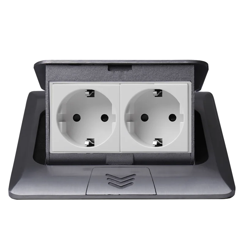 Алюминиевая Серебристая Выдвижная настольная напольная розетка KEKA 16 А Россия