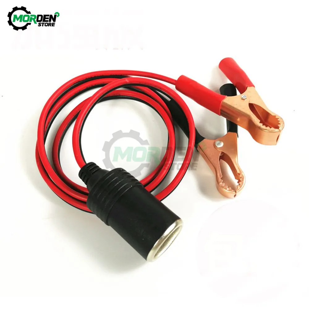12V Power Car Cigarette Lighter Female To Alligator Clips Extension Connector Terminal Clip-on Battery Adapter Auto Socket