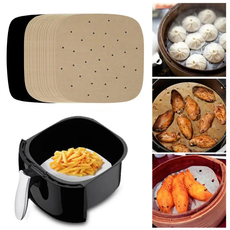100 Sheets Bamboo Steamer Papers Round Square Non-Stick Steamer