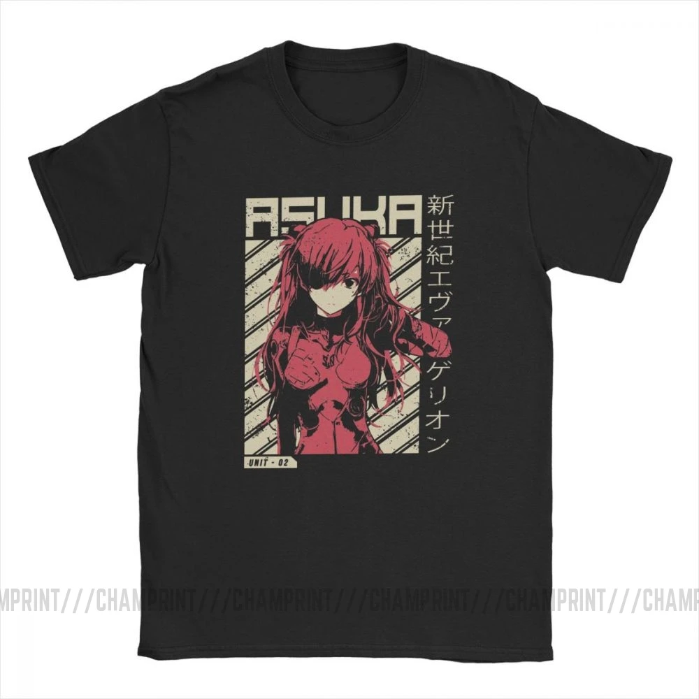Cena Asuka Evangelion Genesis Asuka plakat Anime t shirt męski humorystyczny 100% koszulki bawełniane wokół szyi t shirty klasyczna odzież