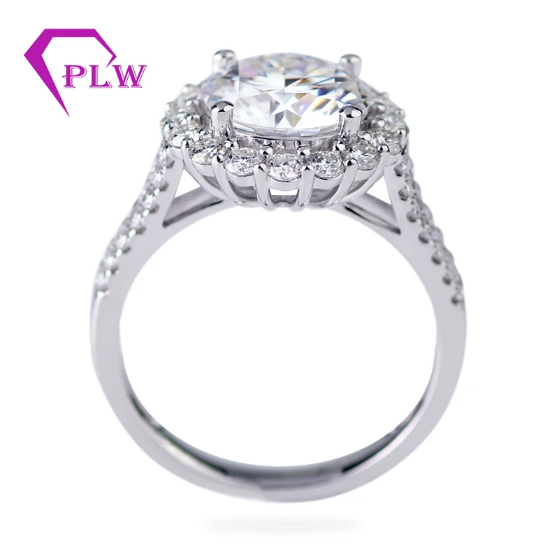 3Ct Halo обручальное кольцо Круглый Блеск Блестящий DEF Moissanite основной камень 14k белое золото