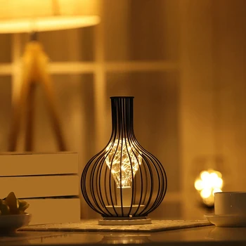 

Creative Retro Iron Sobering Bottle Art Hollow Table Lamps Reading Lamp LED Night Light