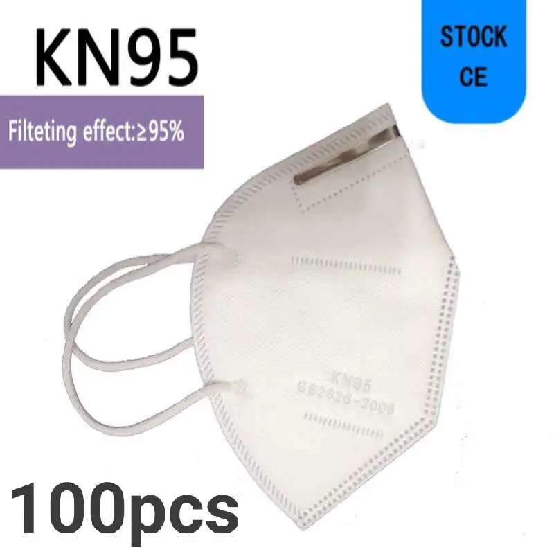 

100pcs KN95 Face Mask CE FFP2 95% Filtration Non-woven Fabric Protective Masks Dust Particles Pollution Filter