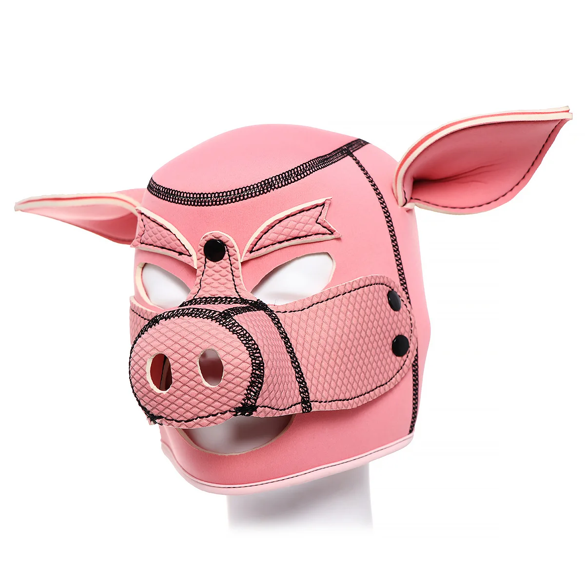 

Neoprene Piggy Play Headgear Pink Pig Hood Mask Slave Full Head Bondage With Ears Party Sex Mask Pet RolePlay Couple Sex Toy