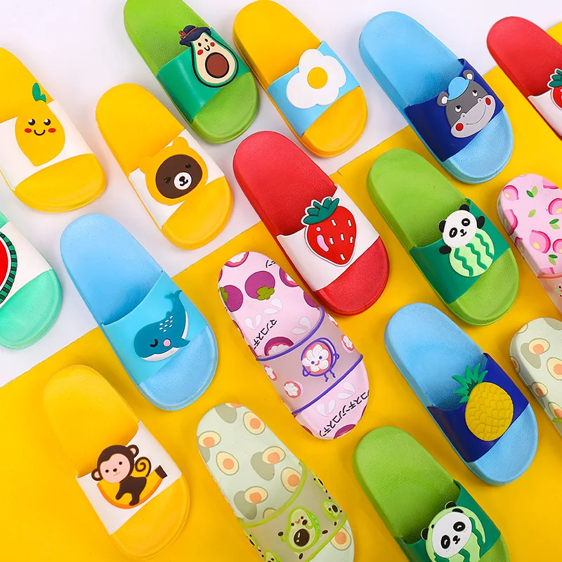 

Summer slippers kids indoor slippers cartoon fruit strawberry girl flip flop slide sandals beach children home floor shoes