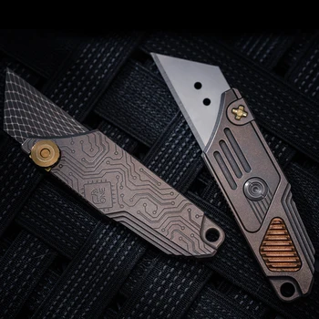

EDC Titanium Alloy Pocket Tactical Paper Cutter Knife Unpacking Camping Pocket Outdoor Tools Mini Utlity Knife Straight Knife