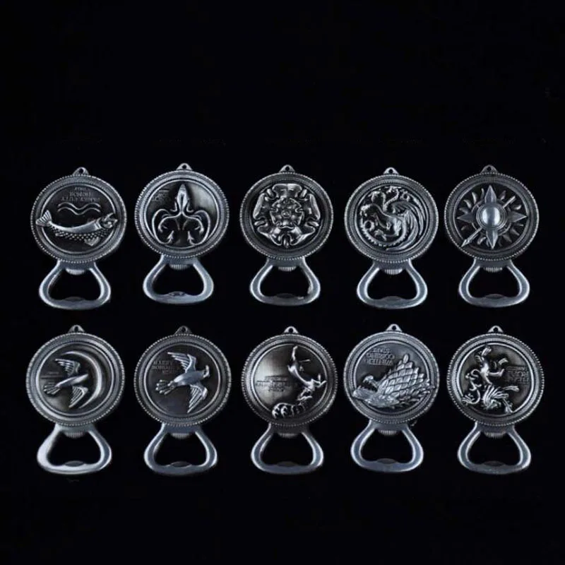 mixed type silver 20 шт./лот, модные ювелирные изделия, брелки, Игра престолов, открывалка для ключей, креативные вечерние брелки для ключей для мужчин, украшения для автомобилей - Color: mixed type silver