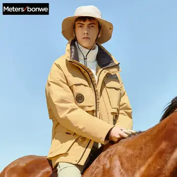 

Metersbonwe Thick Down Jacket Men Winter Warm 90% gray Duck Down Coat Man High collar Casual Clothes Outdoor Down Coat