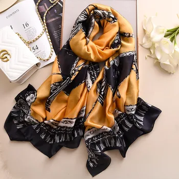 

New style Autumn and winter women Lovely print scarves hijab wraps lady beach silk muffler Seaside Popular fashion warm shawl
