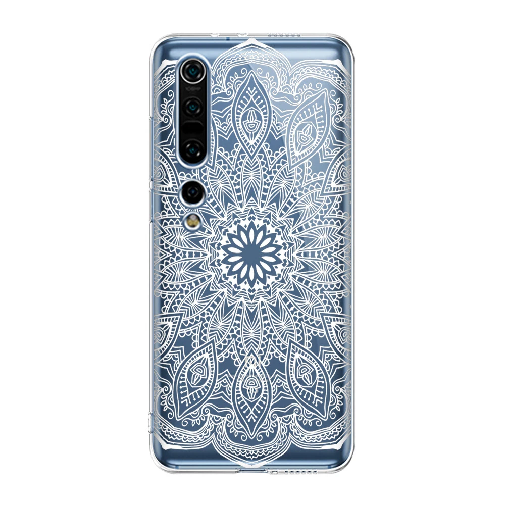 White Mandala Case For Xiaomi Redmi Note 10 8T 9 8 7 Pro 9A MI Note 11 10 9 9T Pro SE A3 Lite Poco X3 NFC F1 Soft TPU Phone Back