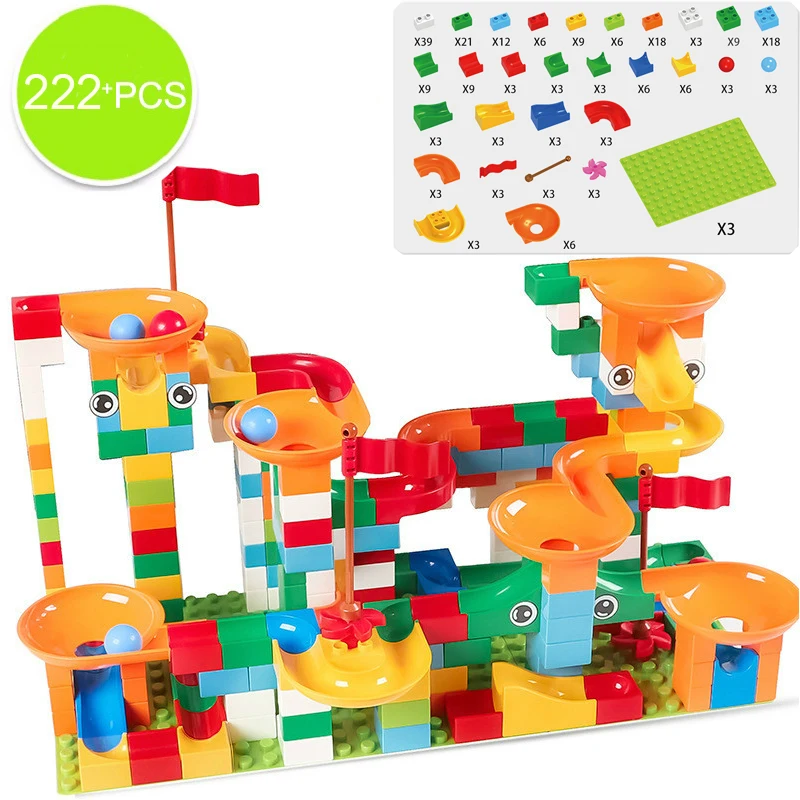 74 296 шт DIY Кирпичи игрушки для детей Marble Racing Run лабиринт стиль блок мяч трек