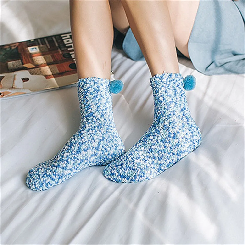 Высококачественные женские носки, повседневные коралловые Нескользящие теплые зимние супер милые цветные женские носки,, женские теплые носки