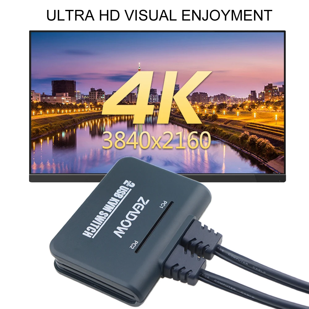 2 порта HDMI KVM переключатель клавиатура мышь разветвитель коробка с HDMI и USB кабели поддержка 4к×2к@ 30 Гц для Linux, Windows, Mac