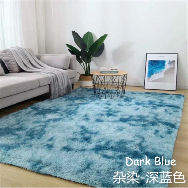 Dark Blue Mordern градиент галстук окрашивание плюшевые мягкие ковры Противоскользящие коврики для спальни водопоглощающие ковры коврики для гостиной A001E - Цвет: Dark Blue