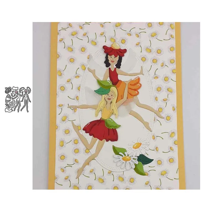 Металлические Вырубные штампы JC в виде девушки с цветами для скрапбукинга