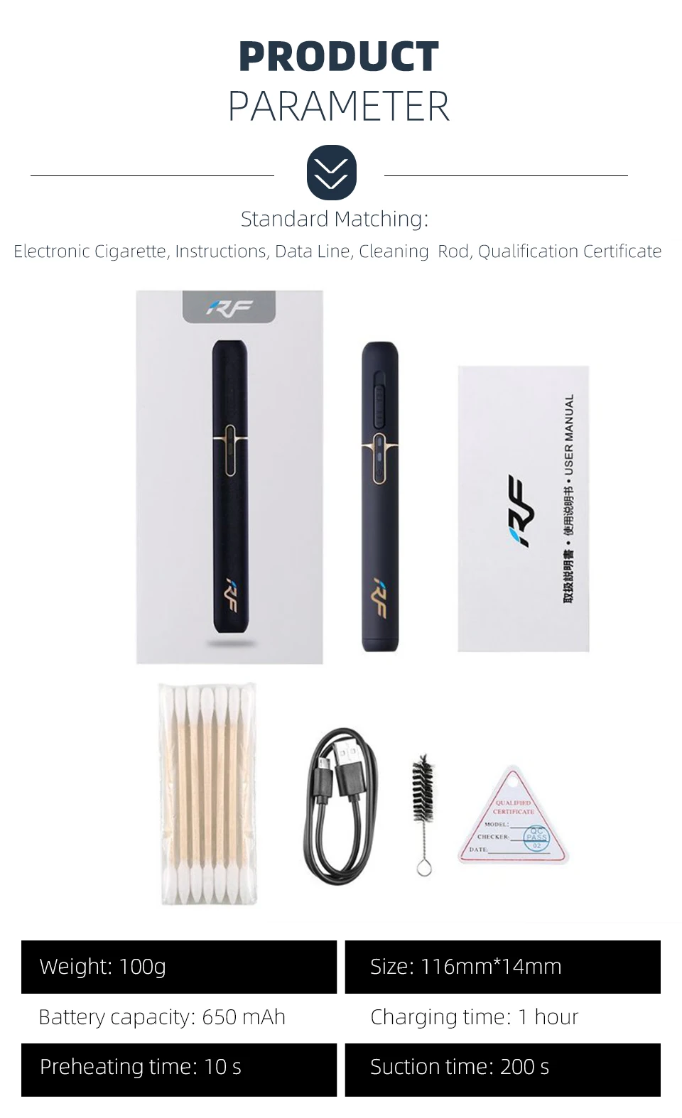 Аутентичный RF iqo вейп-комплект электронной сигареты тепло не сгорает до 12 палок smokable совместим с iqosticks TOBA 1,0
