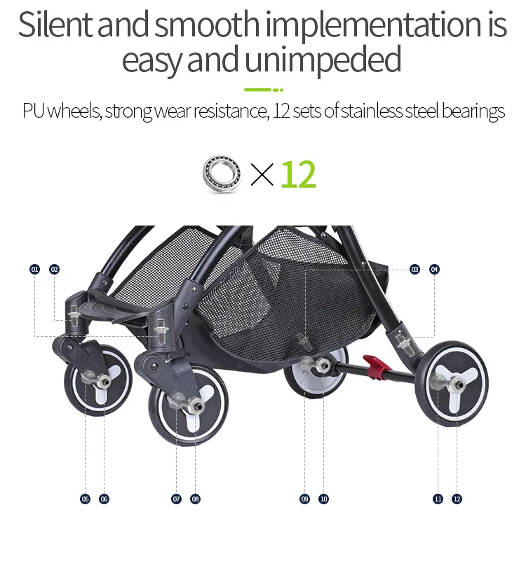 5.8 kg Baby Stroller Portable Umbrella Trolley Folding Baby Carriage 2 in 1 Lightweight Travelling Pram Plane