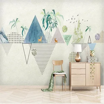 

Large 3D Wallpaper Mural Custom Nordic Modern Personality Geometric Mural Elk Background Wallpaper Mural