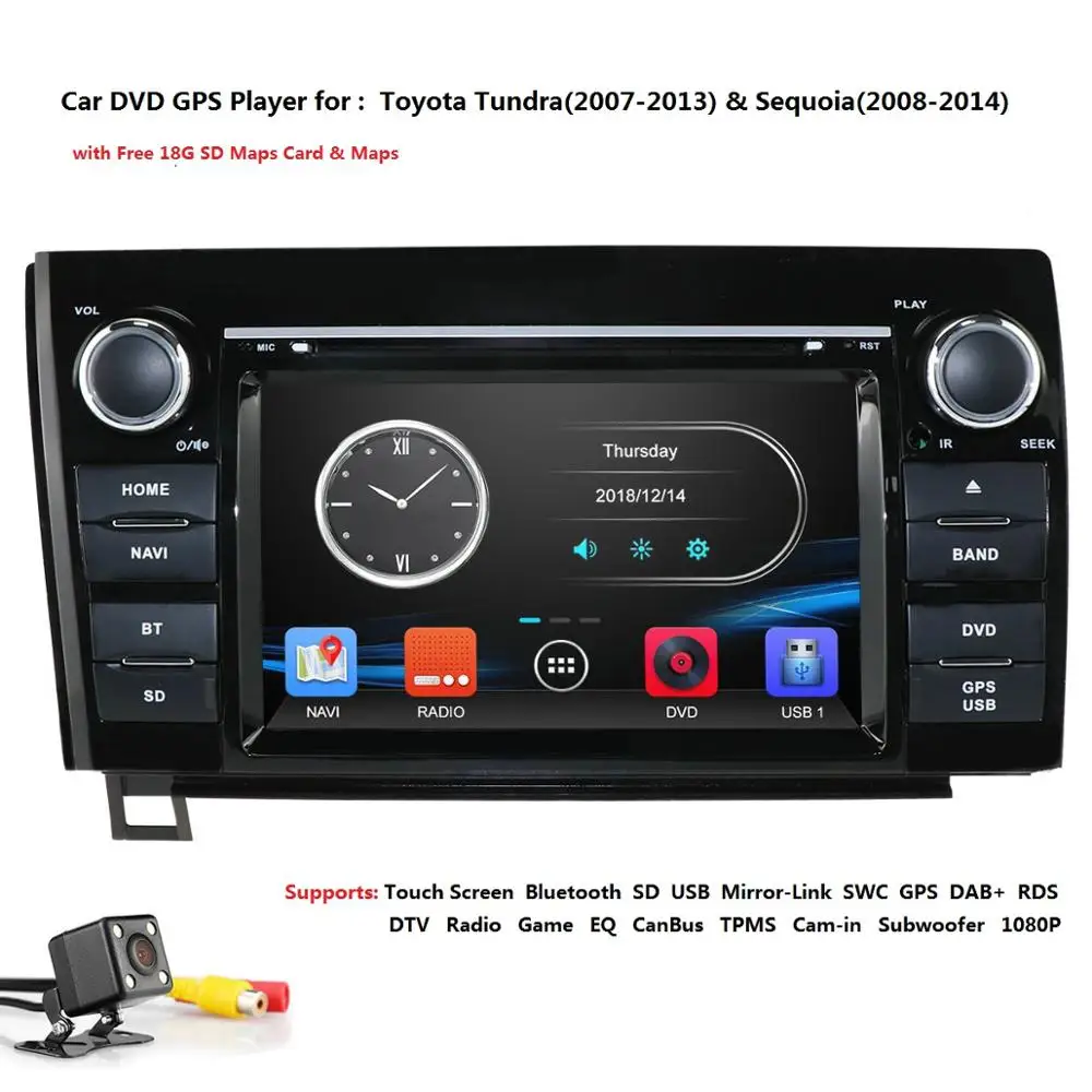 

2 DIN Car DVD Player For Toyota Sequoia Toyota Tundra Mirror-Link SWC GPS DAB+ 1080P RDS DTV Radio Gam