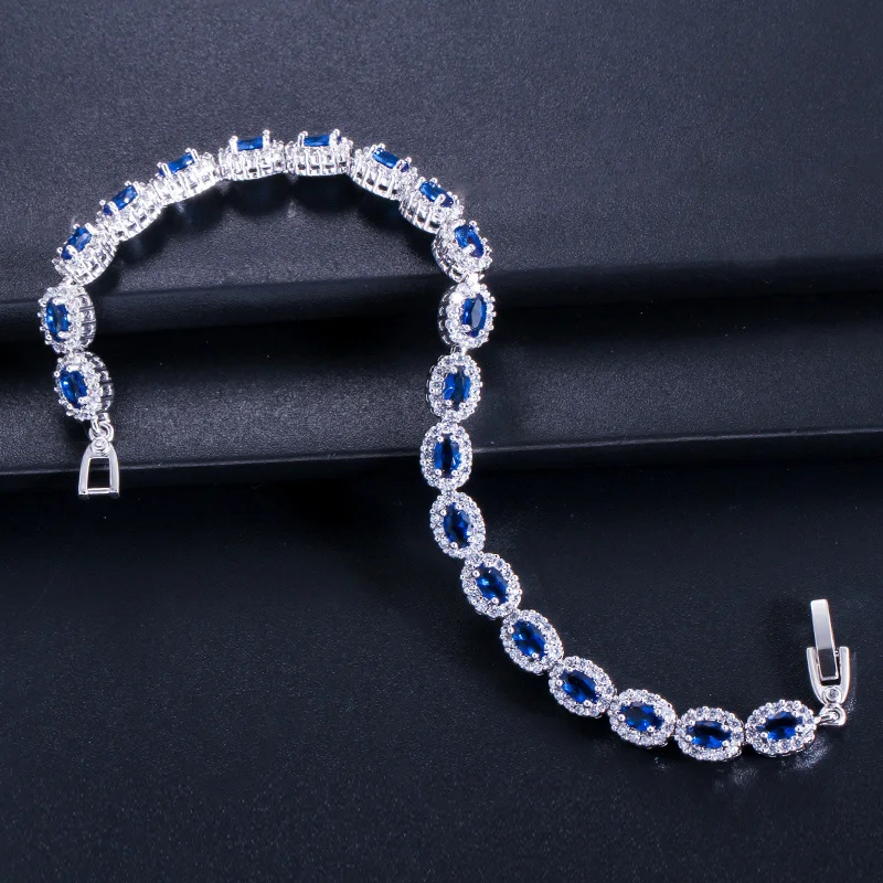 Pulseiras Pera-Cubic Zirconia Oval para Mulheres, Jóias