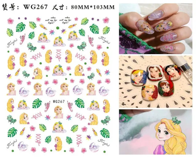 WG266-296 Summer Princess Ultra-thin Adhesive Nail Stickers Children's Girls Christmas Gifts 2021 New 3D Fashion Manicure Decals WG 267