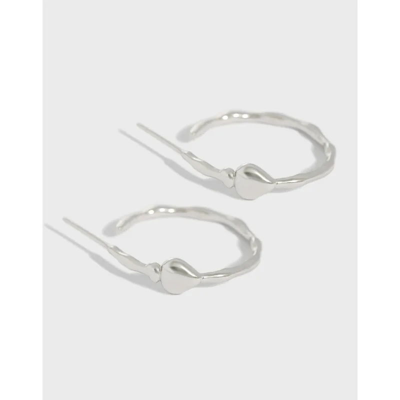 SHANICE 100% 925 Sterling Silver Small Hoop Earings ins retro design sense ancient craftsmanship matte heart-shaped circle | Украшения и