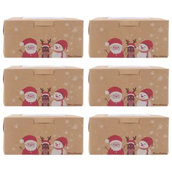 

6Pcs Christmas Cupcake Box Baking Dessert Packing Box Gift Holding Case Open Window Egg Tart Box Imported Kraft Gift Paper Box