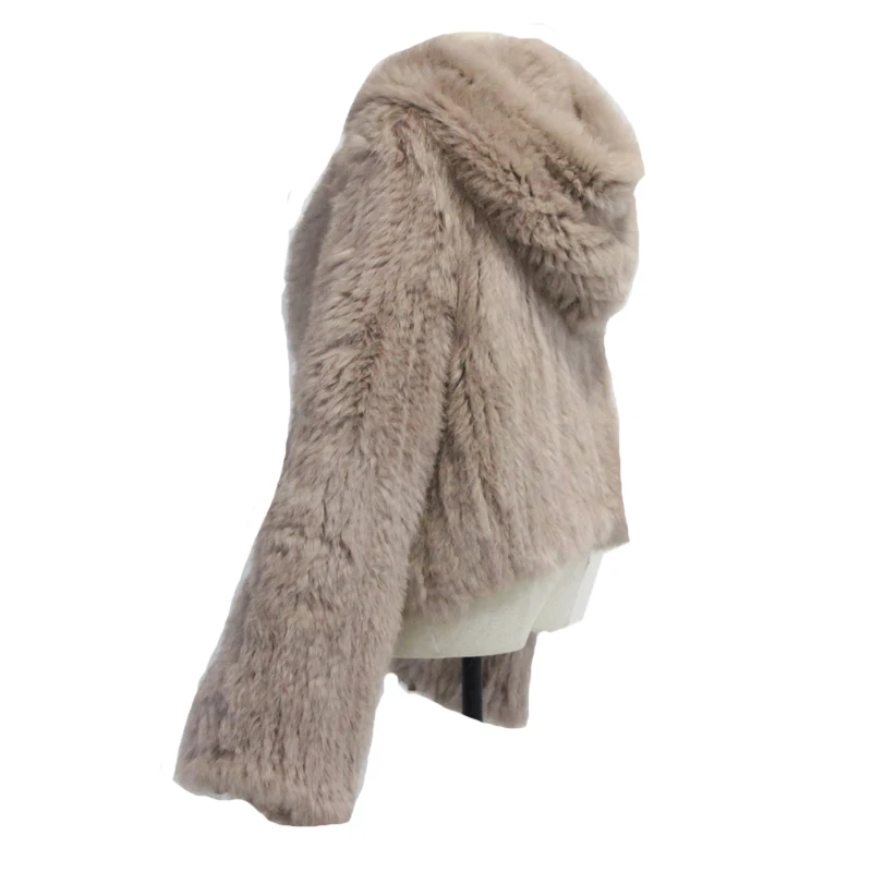 2021 Real Rabbit Fur Coat With hot sale knitted rabbit fur Jacket with hood Women's cape cloak hooded | Женская одежда
