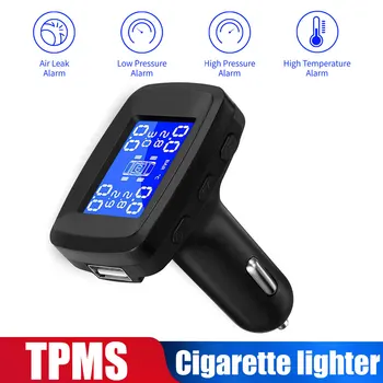 

Tire Pressure Alarm TPMS Cigarette Lighter Tire Pressure Monitoring 4PCS Sensor 5V Car Vehicles Explosion Proof LCD Color Screen