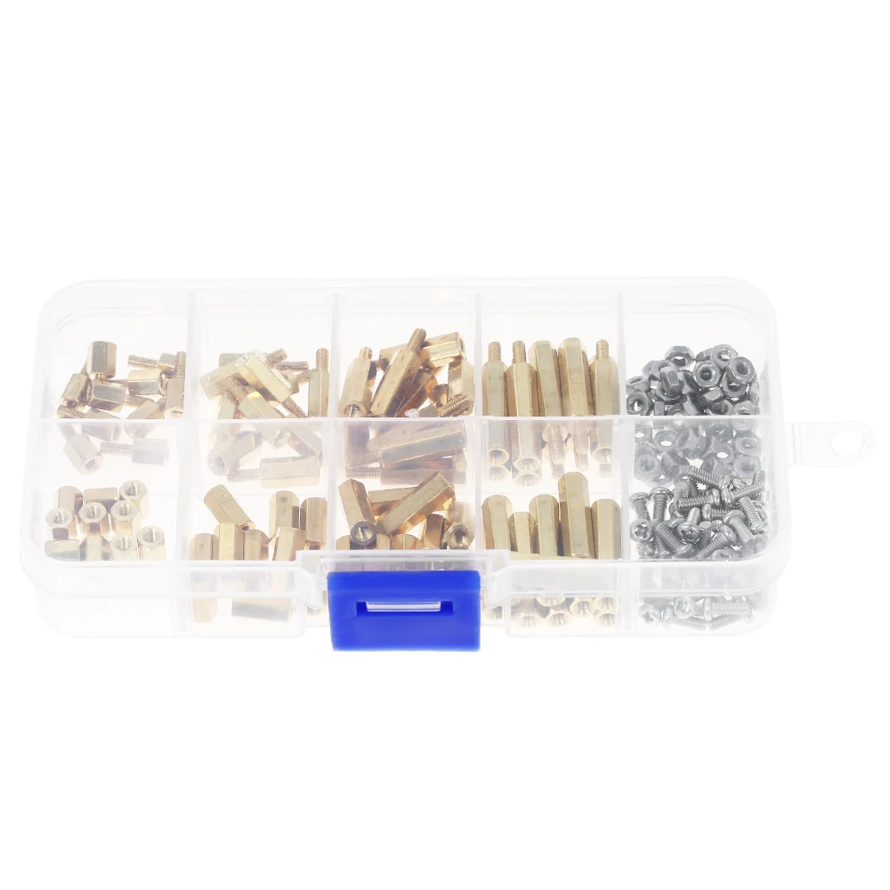 

Hot New 180 Pieces Male Female Hex Brass Spacer Standoff Screws Nuts Assortment Kit M2.5 M3 Packaged with Transparent Box