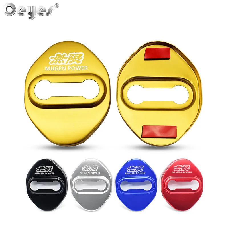 Car Door Lock Damper Ceyes 4pcs Car Accessories Decorat And Protecte Door Lock Cover Case For Honda Mugen Power Typer Civic Accord CRV Auto Styling